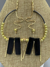 Load image into Gallery viewer, Earrings | 1-Of-A-Kind by Lillie Pearl | Jumbo "C" Shape Open Metal Beaded Hoops