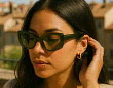 Load image into Gallery viewer, Sunglasses Green on Green Cat-Eyes
