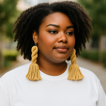 Load image into Gallery viewer, Earrings Afghan Yarn Braided Dangler