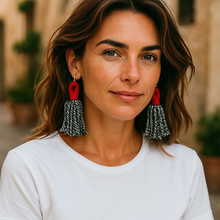 Load image into Gallery viewer, Earrings Afghan Yarn Danglers