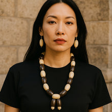 Load image into Gallery viewer, Necklace Earring 2 Pc. Set Wooden Barrels