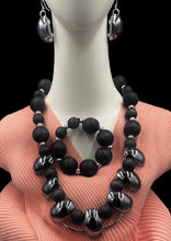 Load image into Gallery viewer, Necklace Earring Bracelet Set Black & Gun