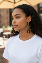 Load image into Gallery viewer, Earrings | 1-Of-A-Kind by Lillie Pearl | Jumbo "C" Shape Open Metal Beaded Hoops