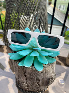 Sunglasses Retro White Rectangle