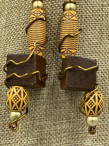 Earrings | 1-Of-A-Kind by Lillie Pearl Wire-Wrapped Butterscotch Bamboo