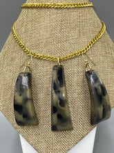 Load image into Gallery viewer, Earring Necklace 2 Pc. Set | Green Fossil Camouflage Chunky Bear Claws
