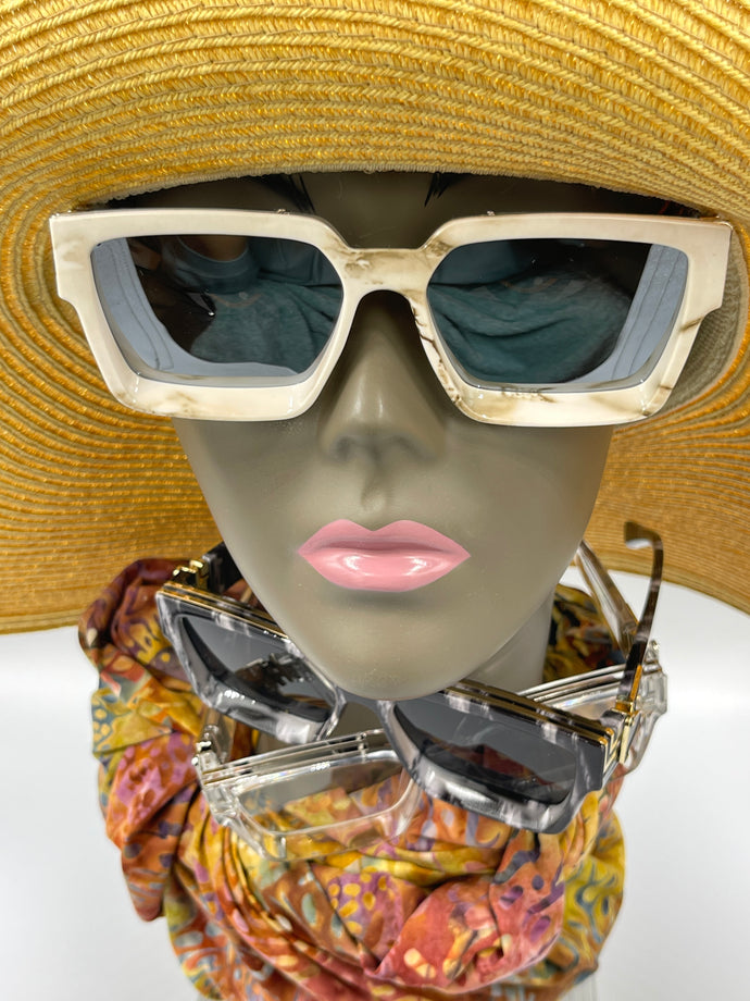 Sunglasses Oversized Marbled Square Frames