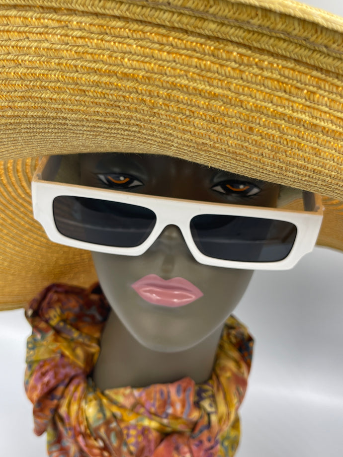 Sunglasses Retro White Rectangle