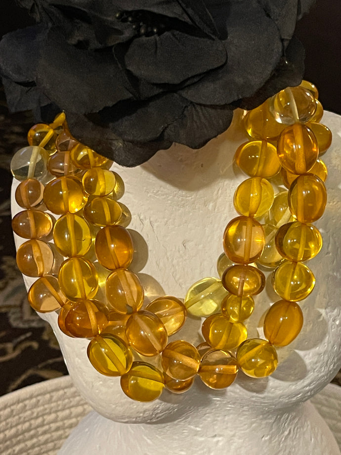 Lemon Tea Triple Strand Necklace