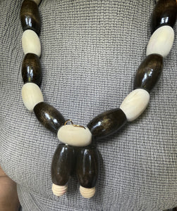 Necklace Earring 2 Pc. Set Wooden Barrels