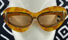 Load image into Gallery viewer, Sunglasses Marbled Orange Gold Cat-Eyes
