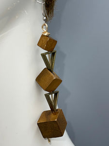 Earrings Wooden Cubes