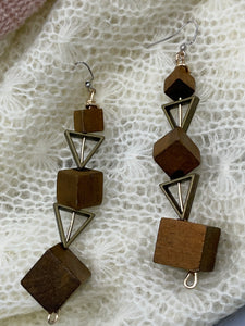 Earrings Wooden Cubes