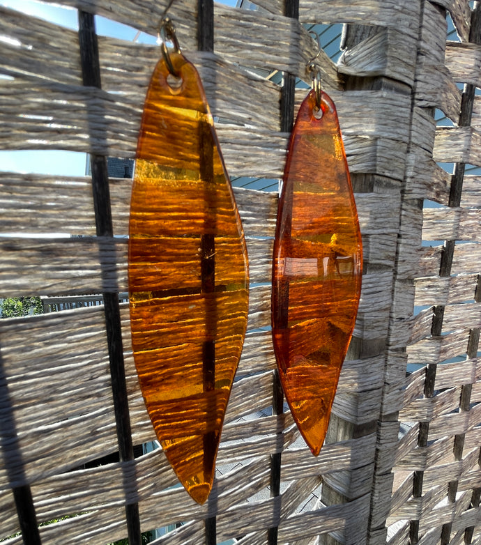 Earrings Stained Glass Leaf