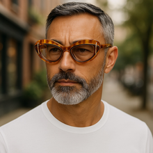 Load image into Gallery viewer, Sunglasses Marbled Orange Gold Cat-Eyes
