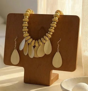 Necklace Earring 2 Pc. Set Oak Wood