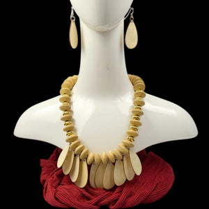 Necklace Earring 2 Pc. Set Oak Wood