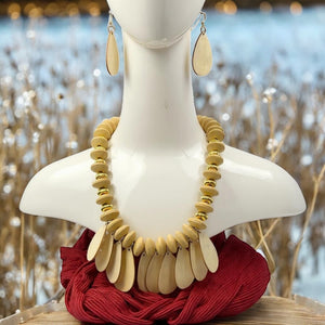 Necklace Earring 2 Pc. Set Oak Wood