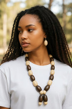 Load image into Gallery viewer, Necklace Earring 2 Pc. Set Wooden Barrels
