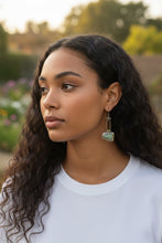 Load image into Gallery viewer, Earrings Natural Stone Antique Silver Drop Geometric Danglers
