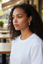 Load image into Gallery viewer, Earrings Pierce Less Open Pearl Edge Hoops
