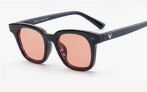 Rose Lens Black Frame Driving Sunglasses