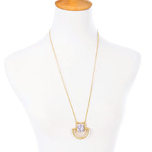 Load image into Gallery viewer, Antique Gold Simulated White Stone Necklace
