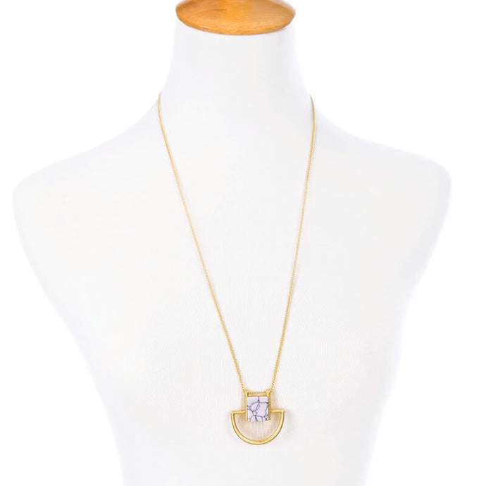 Antique Gold Simulated White Stone Necklace