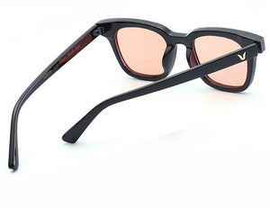 Rose Lens Black Frame Driving Sunglasses