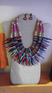 Acrylic Bib Beaded Multi Layer Spheres Necklace