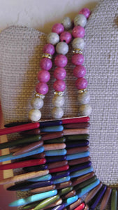 Acrylic Bib Beaded Multi Layer Spheres Necklace