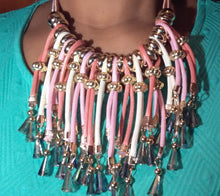 Load image into Gallery viewer, Crystal Charms w/ Rope Pink Necklace
