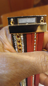 Leather / Crystal Cuff