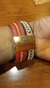 Leather / Crystal Cuff