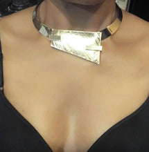 Load image into Gallery viewer, Gold Silver Etched Choker Necklace
