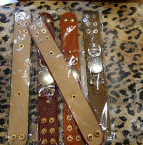 Leather & Gold Snap Cuff