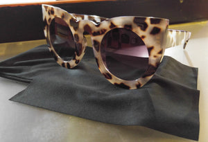 Cat Eye Sunglasses White Frame Animal Print