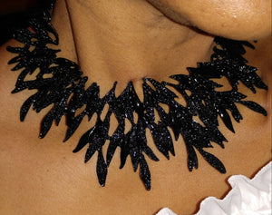 Black Metal Leaf Necklace