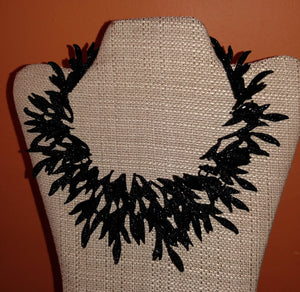 Black Metal Leaf Necklace
