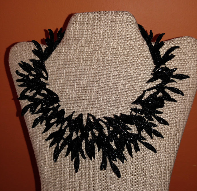 Black Metal Leaf Necklace