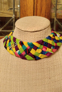 Multicolor Braided Fabric Choker