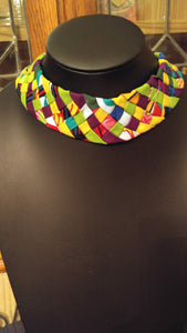 Multicolor Braided Fabric Choker