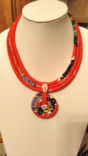 Load image into Gallery viewer, Red Fabric Cowry Necklace
