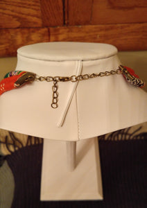Red Fabric Cowry Necklace
