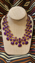 Load image into Gallery viewer, Purple Rhinestone Square Earrings &amp; Necklace

