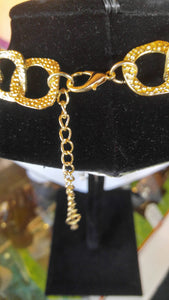 Blood Red Resin Gold Layered Chain Link Necklace