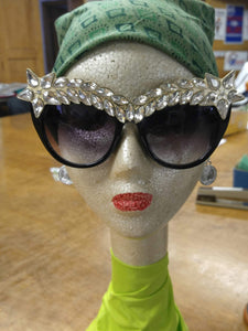 Luxury Black Frame Rhinestone Top Cat Eye Sunglasses