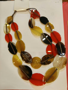 Double Layer Red Yellow Acrylic Wax Rope Necklace