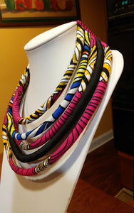 5 Strand Fabric Rope Necklace with Button Closure