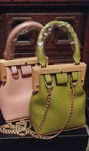 Load image into Gallery viewer, Vegan Leather Wooden Base Handbag
